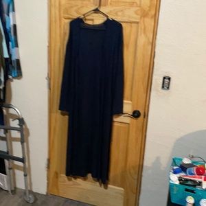 Navy blue ankle length cardigan.  Never worn